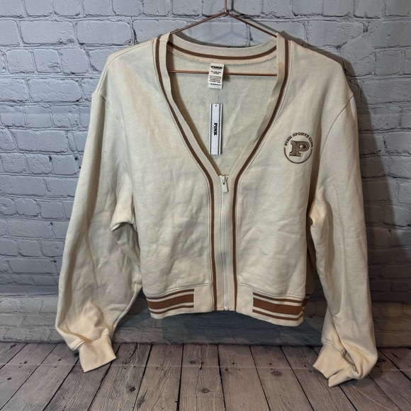 PINK Victoria's Secret Tops - Victoria’s Secret PINK Crop Cream Knit Cardigan